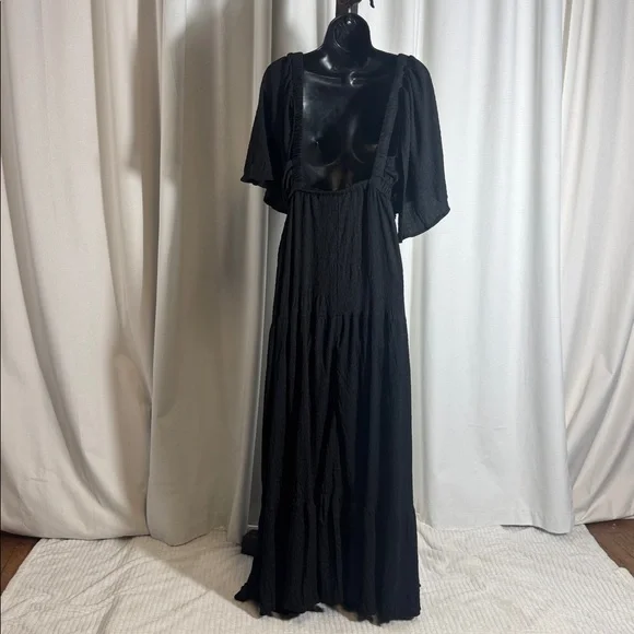 SUNNOW Plus Size Summer Maxi Dress Flowy Loose Fit V-Neck Tiered Ruffle Sleeve - Picture 8 of 12